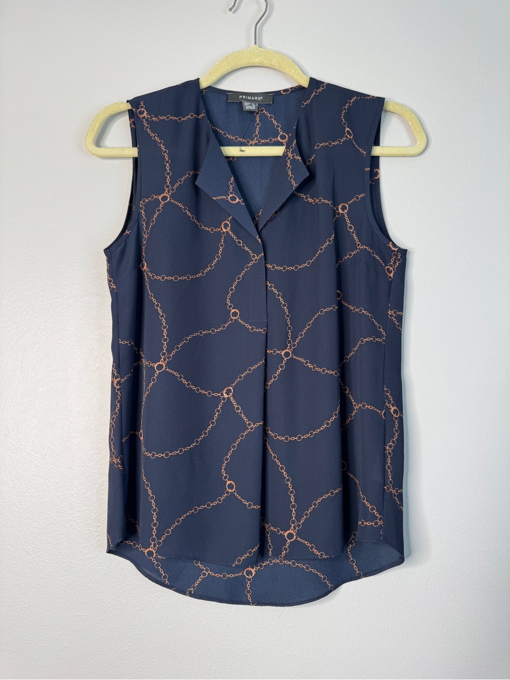 Primark Navy Chain Print Pattern Sleeveless Camisole Top